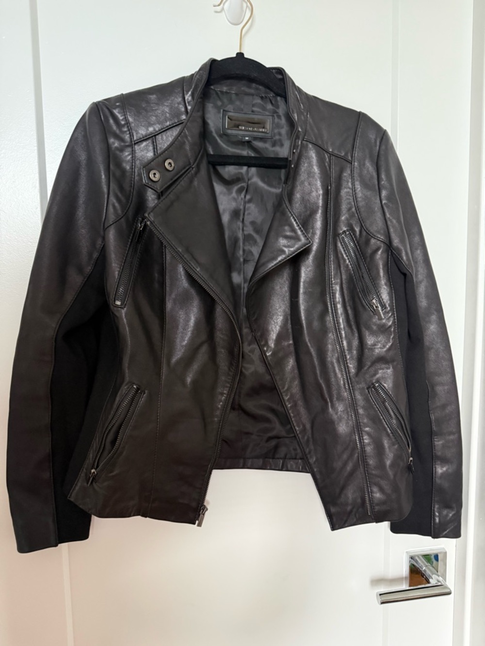 Wilsons Leather Black Leather Jacket with Shiny Lining